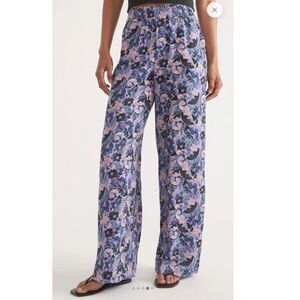 NWT Marine Layer Womens Allison Trouser Pants Small Floral Purple Print Loose